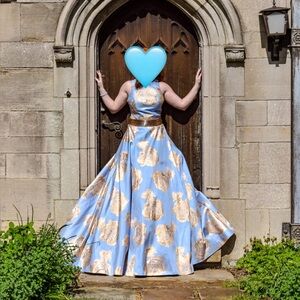 Jovani Blue and Gold Prom Dress- 58672